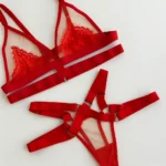 Conjunto de lenceria con encaje Rosy rojo — imagen 4