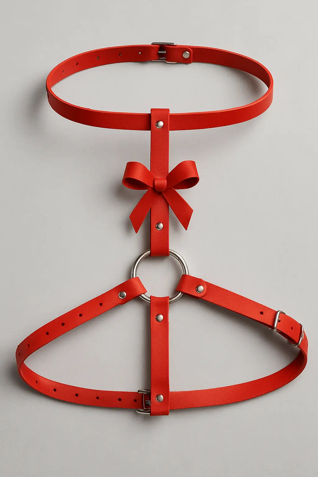 ARNES ROJO CON AROS Y LAZO arnes rojo con aros y lazo
