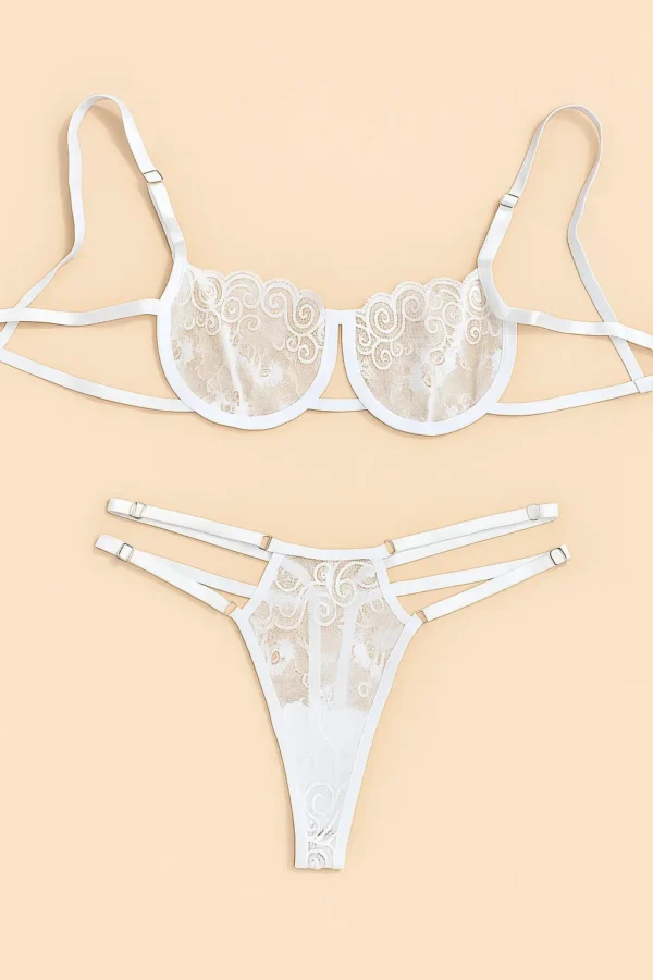 SET DE ENCAJE FLORAL HELENA BLANCO set de encaje floral helena blanco