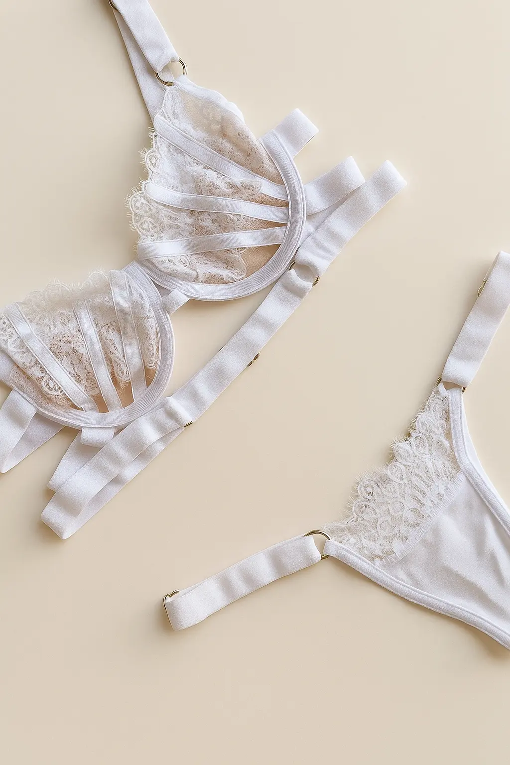 CONJUNTO DE LENCERIA CON LIGUERO THALIA BLANCO — imagen 3