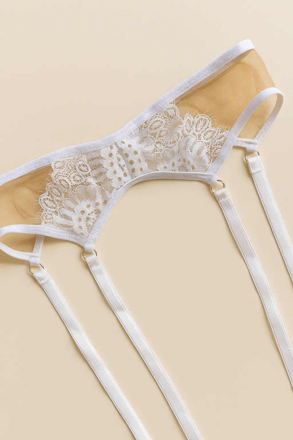CONJUNTO DE LENCERIA CON LIGUERO THALIA BLANCO — imagen 5