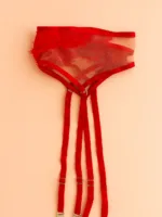 CONJUNTO DE ENCAJE CON LIGUERO AURORA ROJO — imagen 5