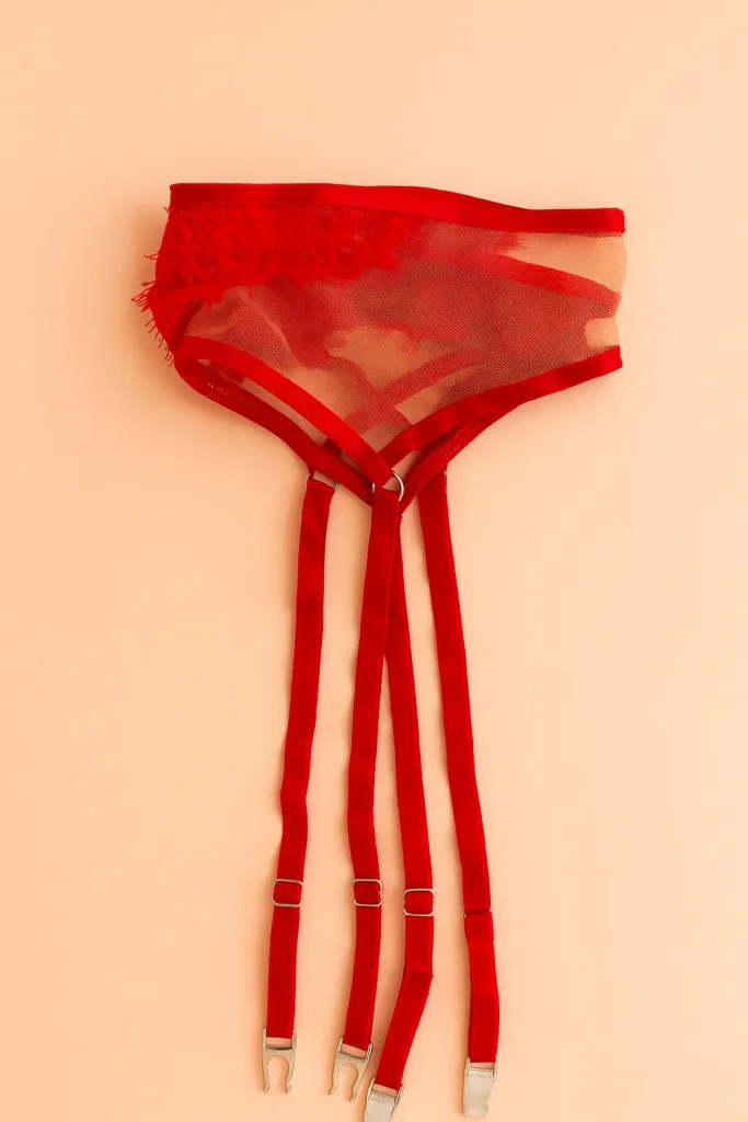 conjunto de lenceria de encaje aurora rojo 5