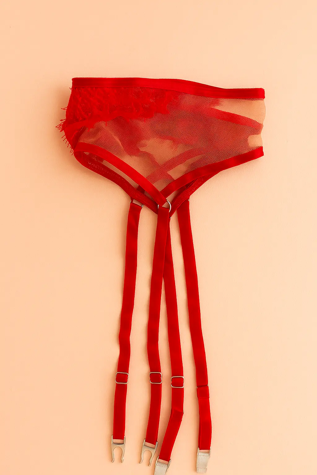 conjunto de lenceria de encaje aurora rojo 5