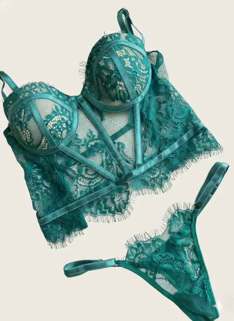 Corset de encaje verde marfil Alessia 4