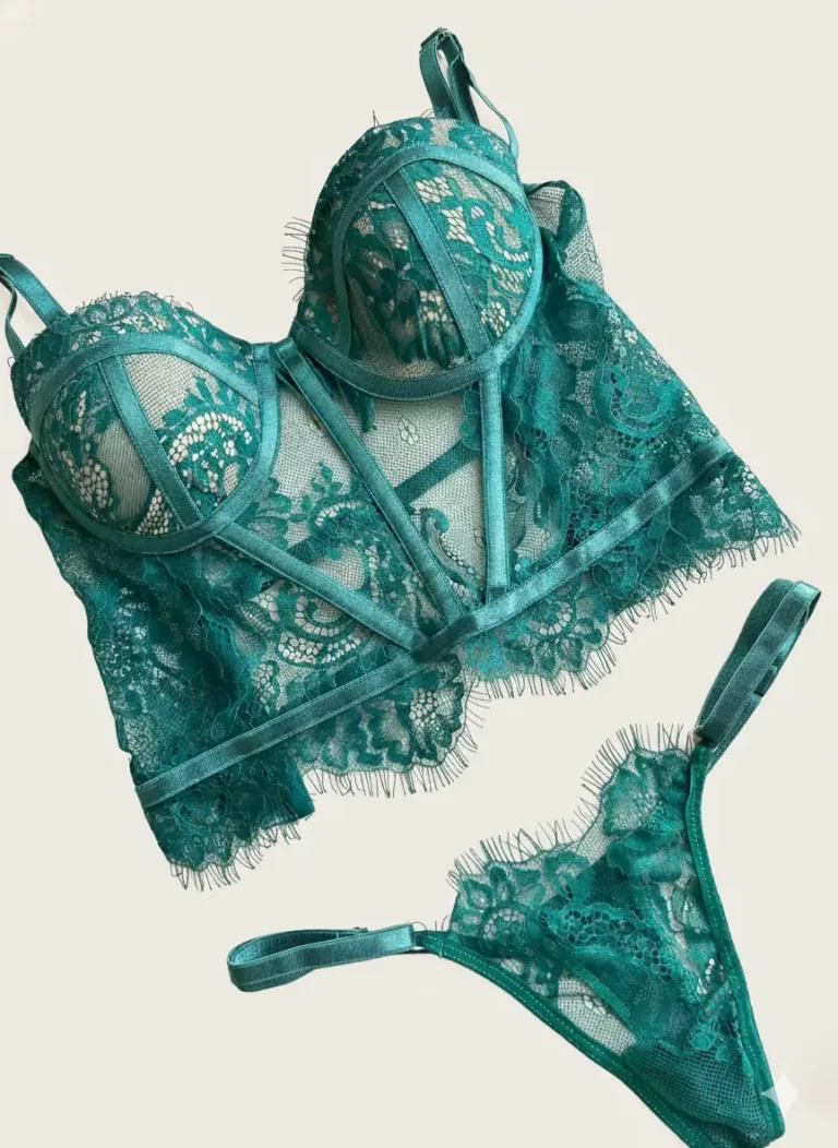 Corset de encaje verde marfil Alessia 4