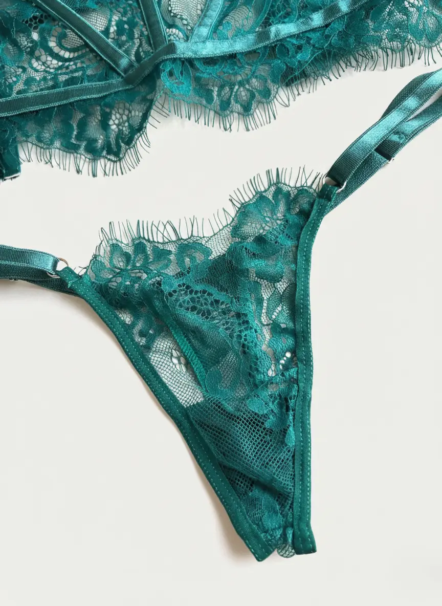 corset de encaje verde marfil Alessia 3