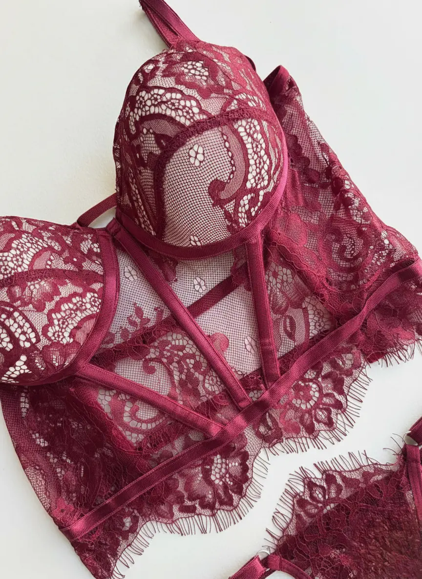 Corset de encaje Alessia vino tinto — imagen 4