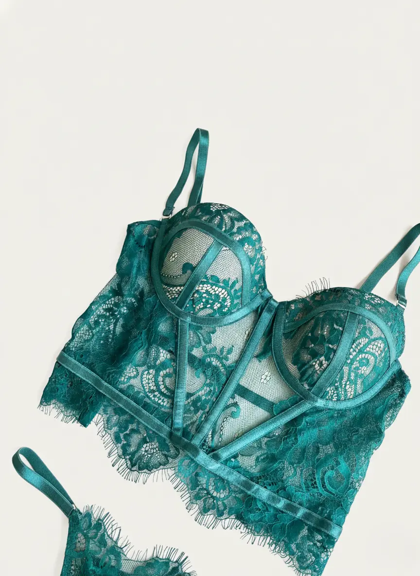 Corset de encaje verde marfil Alessia — imagen 4
