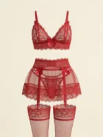 Conjunto de Lencería Roja Roma con Portaligas — imagen 2