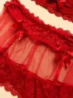 Conjunto de Lencería Roja Roma con Portaligas — imagen 4