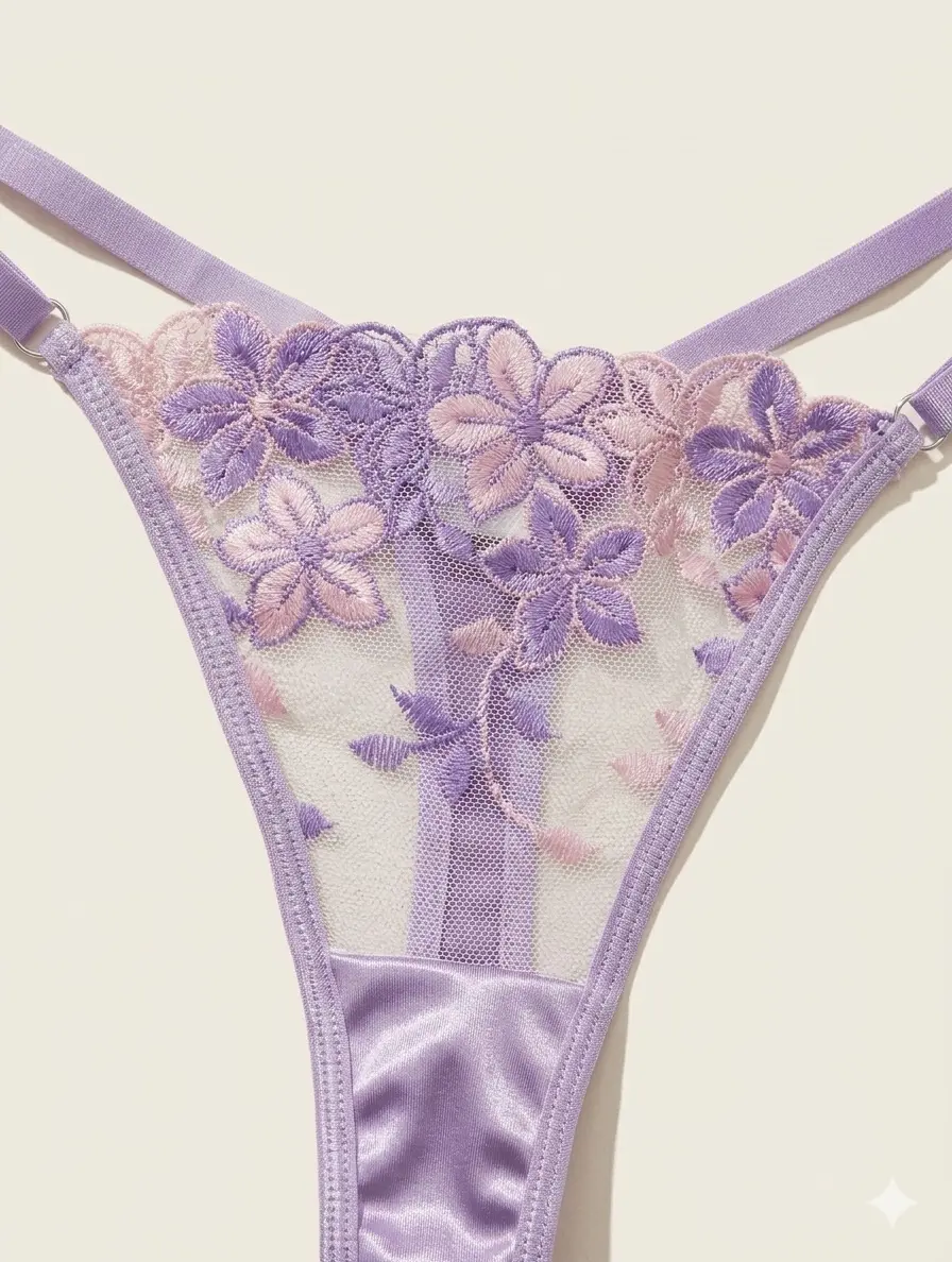 Conjunto de Lencería Sofía de Encaje Floral Lila — imagen 3