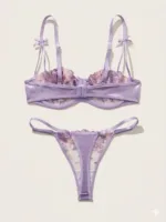 Conjunto de Lencería Sofía de Encaje Floral Lila — imagen 4