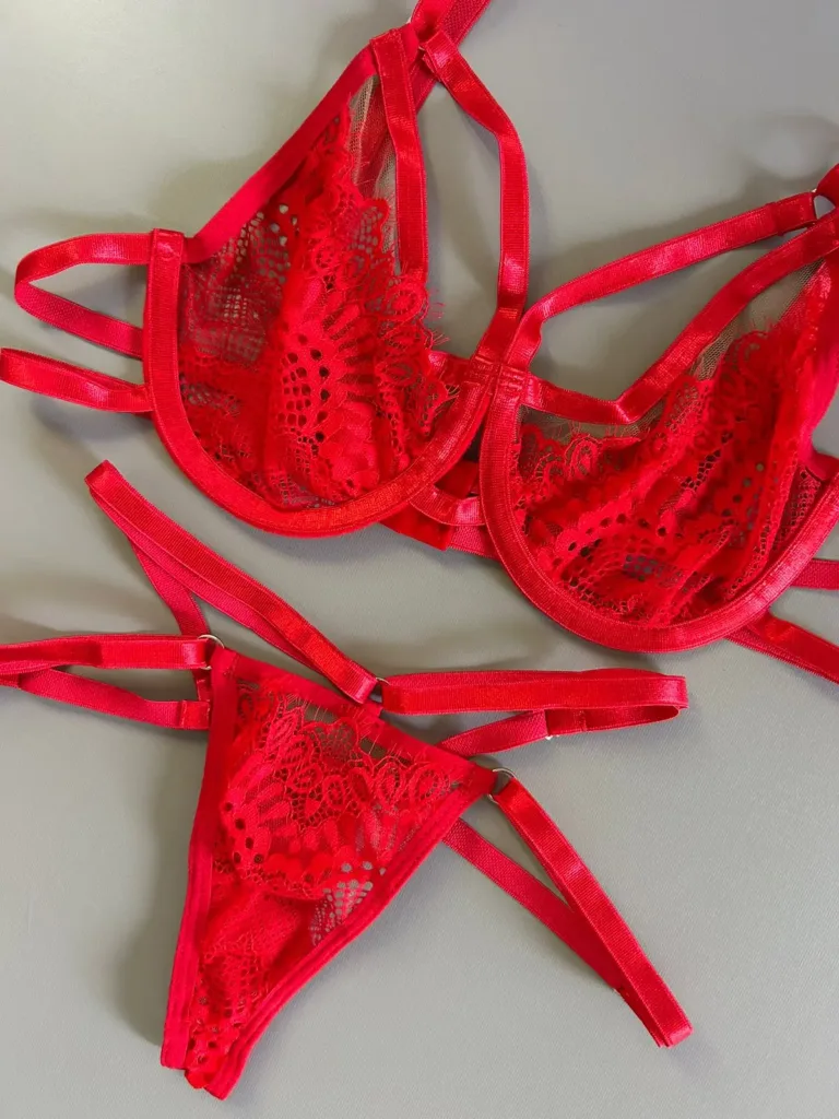 Conjunto de lencería con encaje angels rojo 2