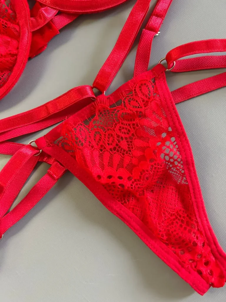 Conjunto de lencería con encaje angels rojo 3