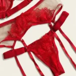 Conjunto de lencería rojo con liguero Thalia — imagen 3