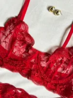 Conjunto de Lencería Rojo en Encaje Floral Holly — imagen 2
