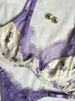 Conjunto de lencería de satín y encaje Violeta — imagen 4