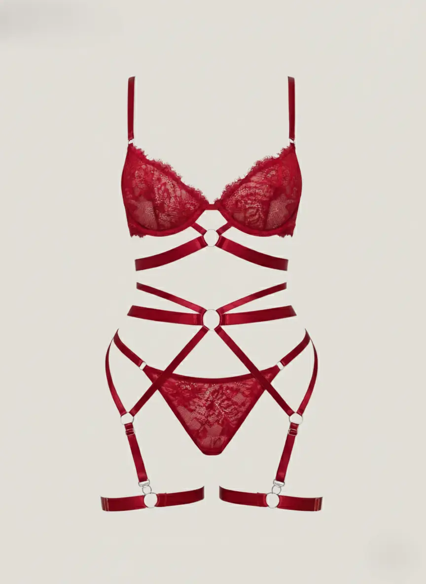 Conjunto de lenceria con liguero diana