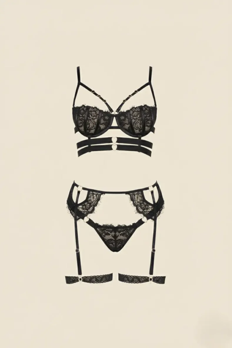 conjunto de lenceria con liguero katrina