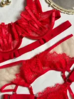 Conjunto de lencería rojo con liguero Thalia — imagen 4