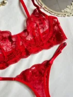 Conjunto de Lencería Rojo en Encaje Floral Holly — imagen 4