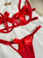 Conjunto de lencería Martina con lazos rojos — imagen 2