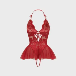Baby Doll de encaje floral rojo Venus