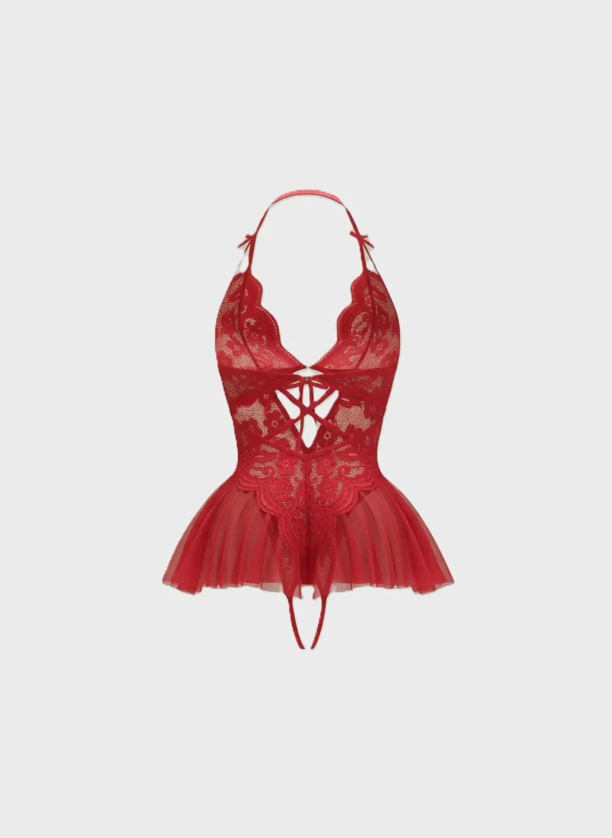 LENCERÍA VENUS BABY DOLL CON ENCAJE FLORAL