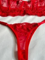 Conjunto de Lencería Rojo en Encaje Floral Holly — imagen 3