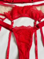 Conjunto de lencería rojo con liguero Thalia — imagen 3